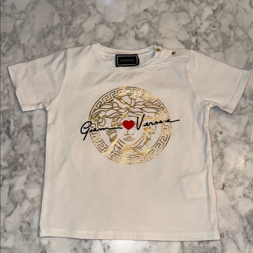 Versace Kids White and Gold Medusa Tee 24M